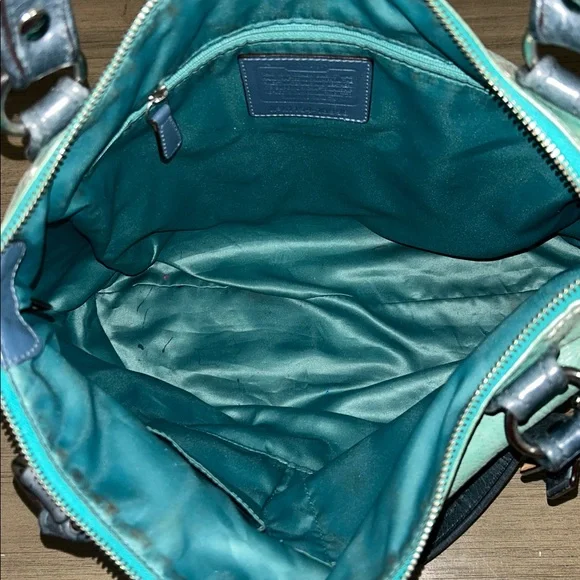 Coach Poppy Leather SpectatorGlam Tote -18998 Green - Picture 9 of 11